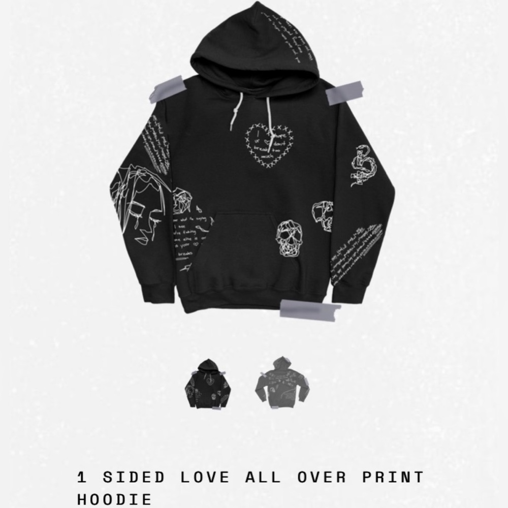 ISO blackbear official merch 1 sided love hoodie